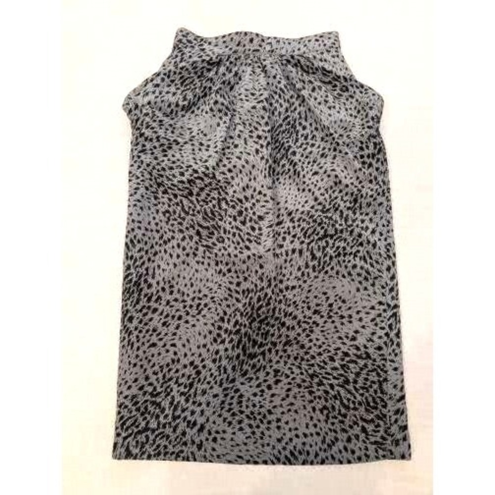 Vintage Tess Skirt Womens 8 Gray Black Animal Print Midi High Waist Pockets 80s